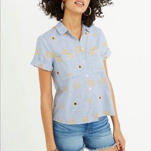 Madewell Stars and Stripes Embroidered Button Top